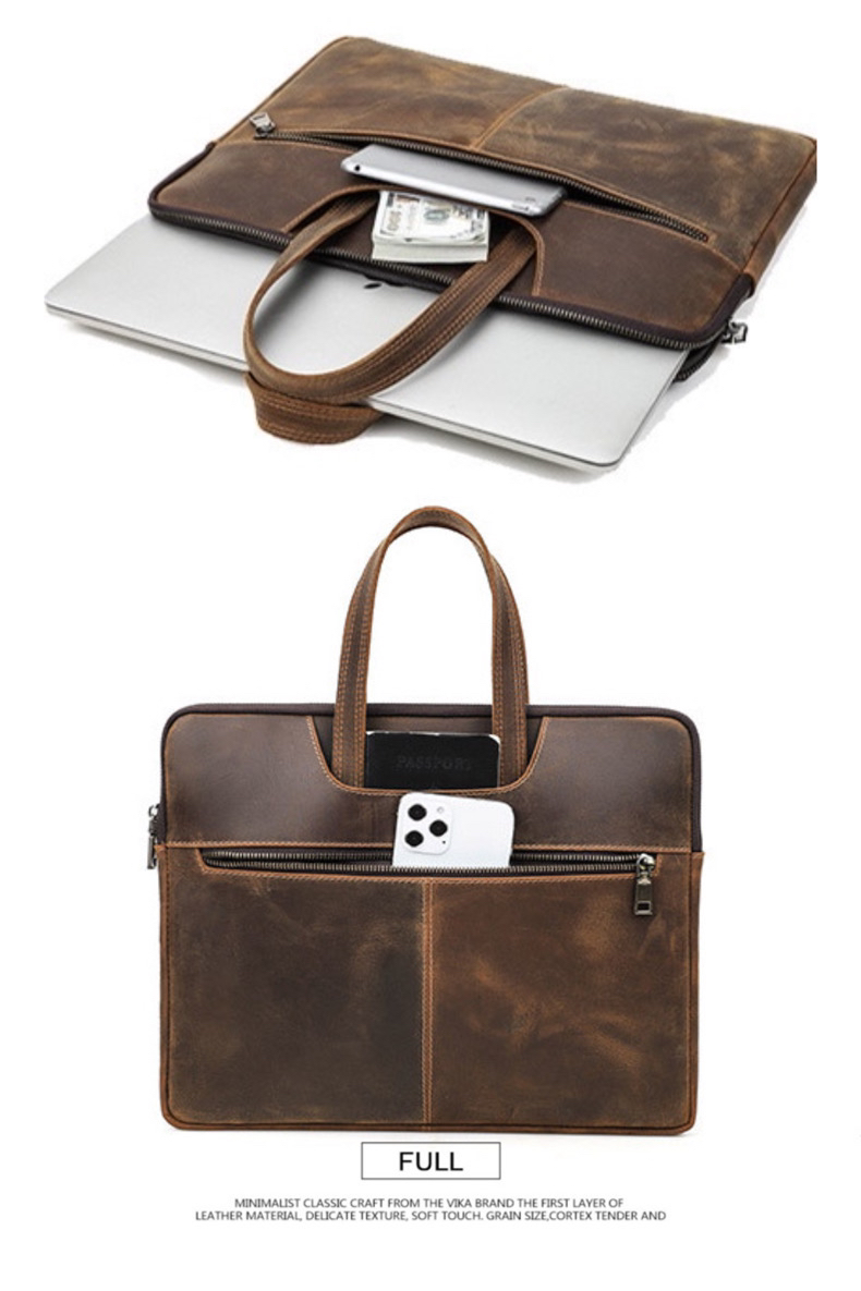 For You Leather LB58 กระเป๋าถือหนังแท้ กระเป๋าโน๊ตบุ๊ค กระเป๋า MacBook/Laptop ขนาด 16" (น้ำตาล) LB58