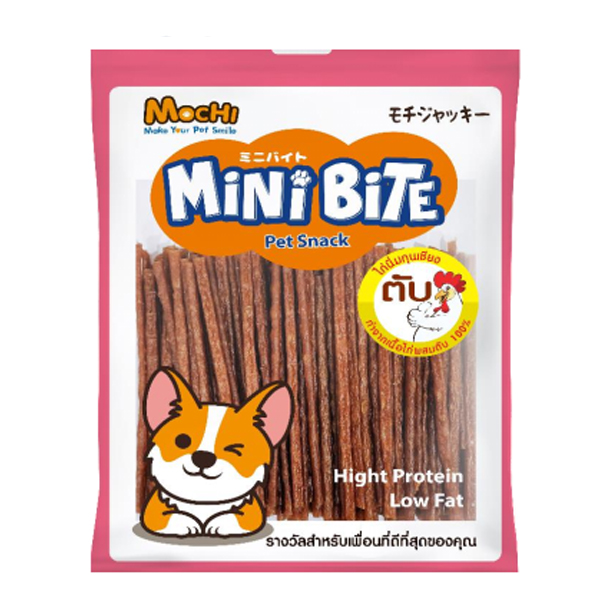 Mochi Mini Bite สันในไก่นิ่มแท่งเส้นตับไซด์ s 300 กรัม