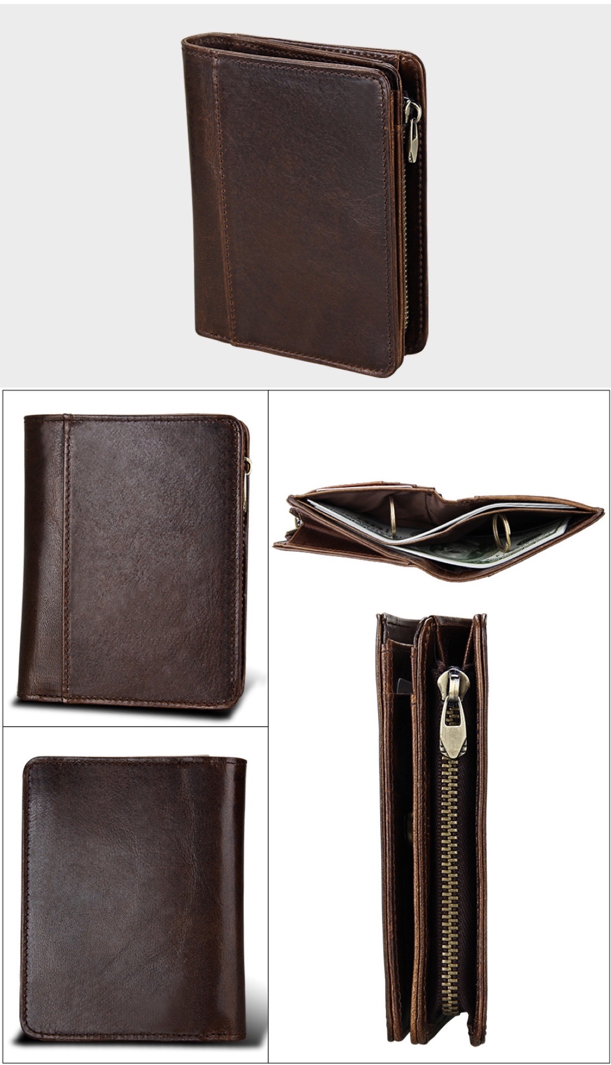 For You Leather WL08 กระเป๋าสตางค์ หนังแท้ แบบพับ แนวตั้ง ใบเล็ก กะทัดรัด WL08