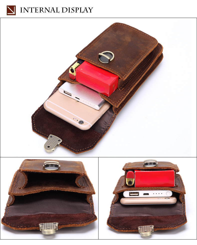 For You Leather LB23 กระเป๋าคาดเอว ร้อยเข็มขัด ใส่มือถือ หนังนูบัค เกรดพรีเมียม (น้ำตาล) LB23