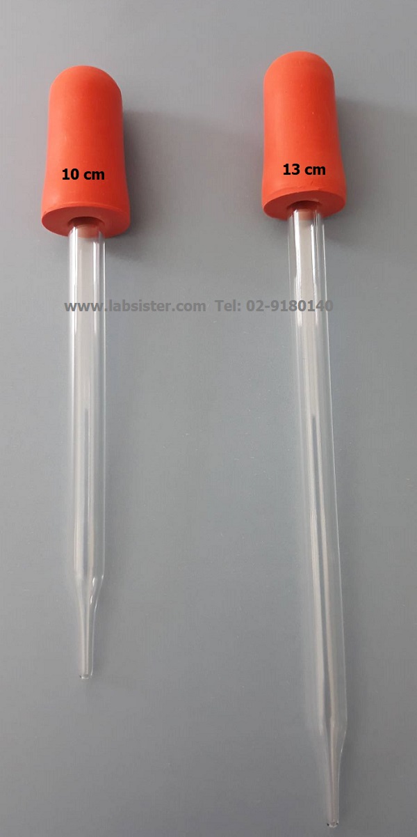 หลอดหยดแก้ว 13 cm ไม่มีจุกยาง (glass dropper only)