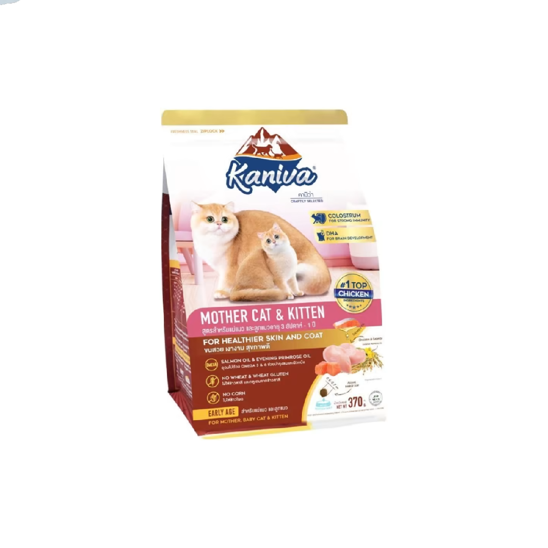 Kaniva (New) แม่และลูกแมว 3 สัปดาห์ - 1 ปี เนื้อไก่และแซลม่อน370g