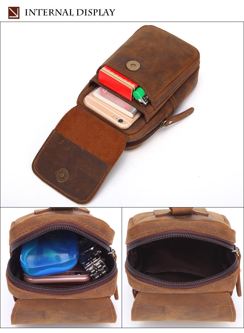 For You Leather LB64 กระเป๋าร้อยเข็มขัด ค้องหูกางเกง หนังแท้ กระเป๋าใส่มือถือ คาดเอว LB64