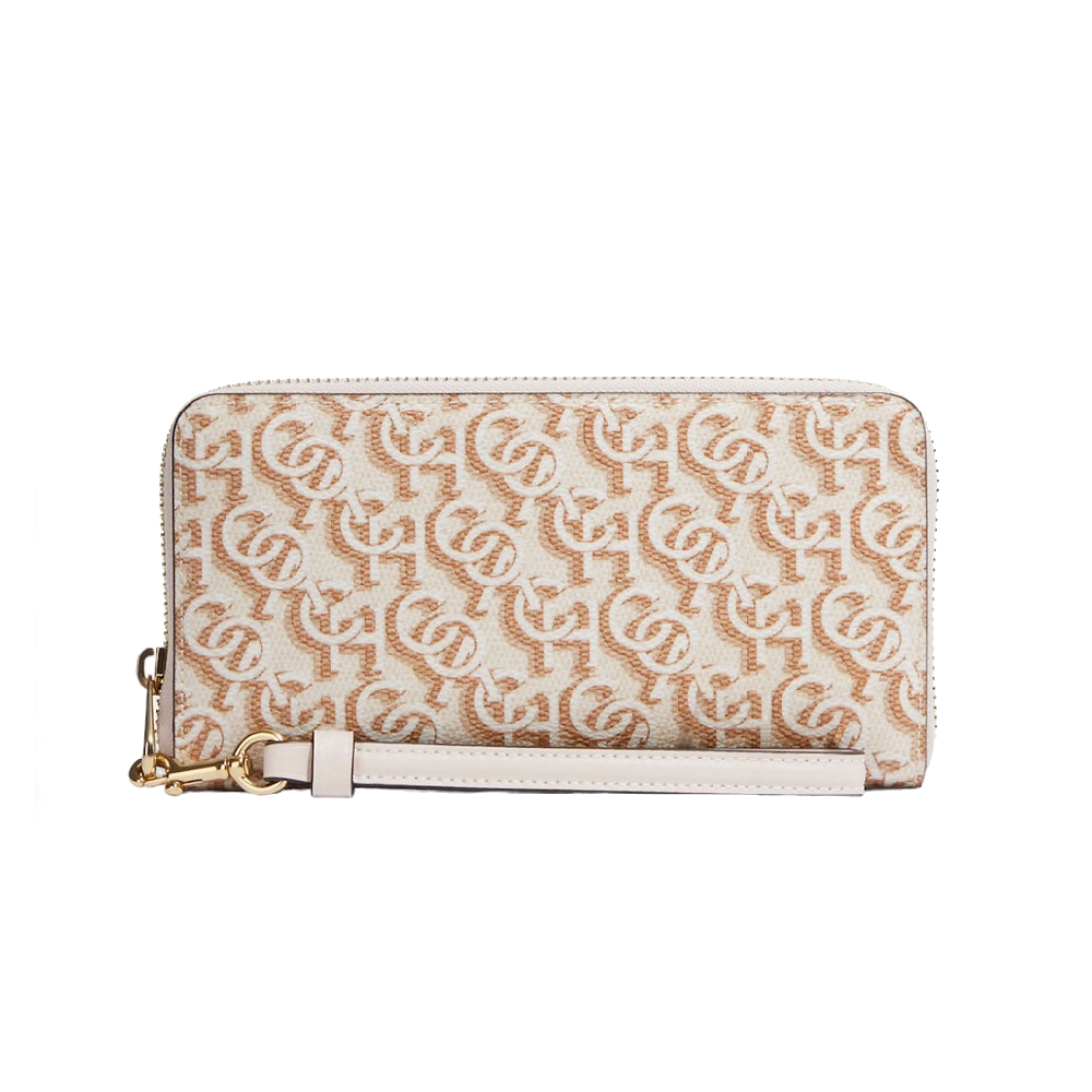 กระเป๋าคล้องมือ COACH CF521 LONG ZIP AROUND WALLET WITH SIGNATURE MONOGRAM PRINT (IMCHK) [CF521IMCHK]