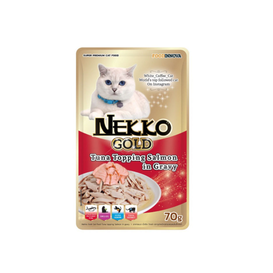 Nekko Gold NP27 Tuna Topping Salmon in Gravy 70 g. #แดง