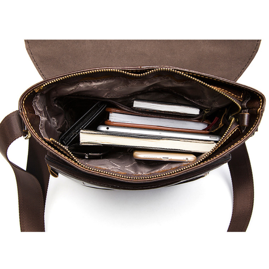 For You Leather LB10 กระเป๋าสะพายข้าง ผู้ชาย หนังแท้ มีหูจับ ขนาดใหญ่ ใส่เอกสาร A4 ได้ ช่องใส่ของเยอะ LB10