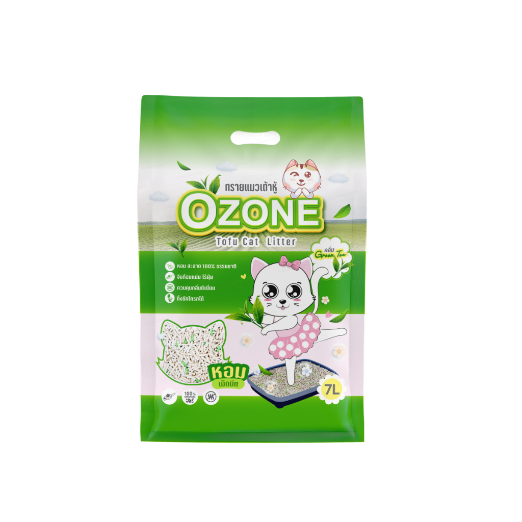 Ozone ทรายเต้าหู้กลิ่นชาเขียว 7 ลิตร