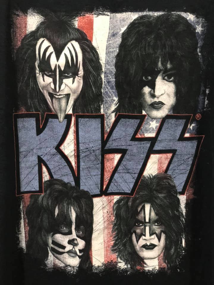 เสื้อวง Kiss 4 Faces Usa Flag ตอกปีจาง Size XL สินค้าลิขสิทธิ์แท้ 100%