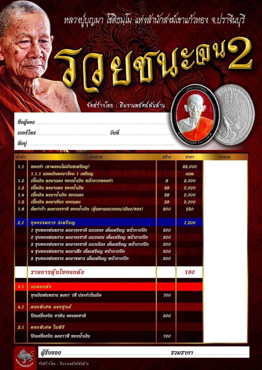 เหรียญรวยชนะจน2 หลวงปู่บุญมา สำนักสงฆ์เขาแก้วทอง จ.สระแก้ว ยกลัง(พร้อมส่ง)