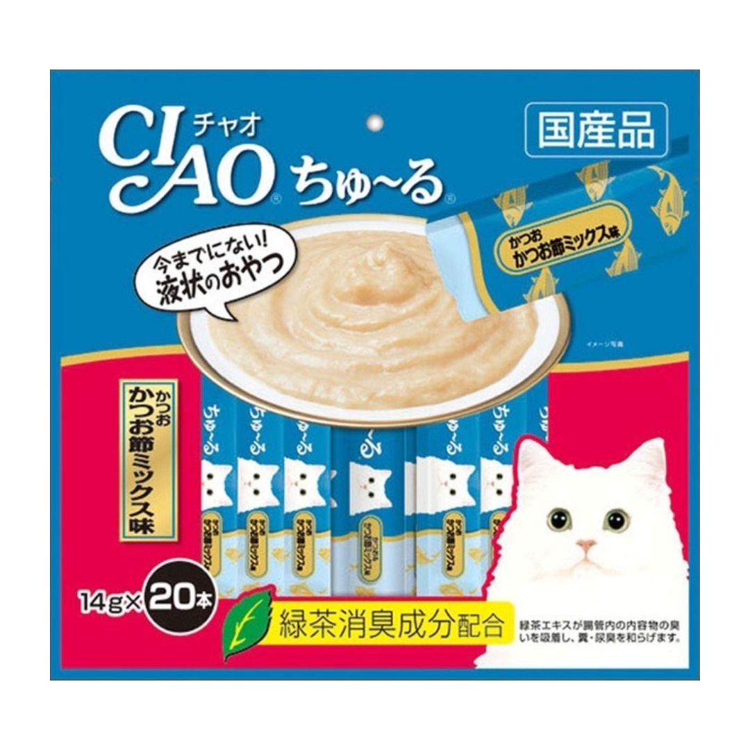 CIAO SC-130 แมวเลีย-ทูน่าผสมปลาโอแห้ง