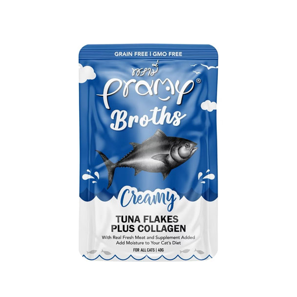 Pramy CS2 Broths Creamy ครีมมี่ซุป กับทูน่าเฟลคเสริมคอลลาเจน 40 กรัม
