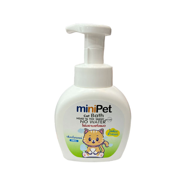 Minipet โฟมอาบน้ำแมว กลิ่นเบบี้พาวเดอร์ 330 มล. (เขียว)