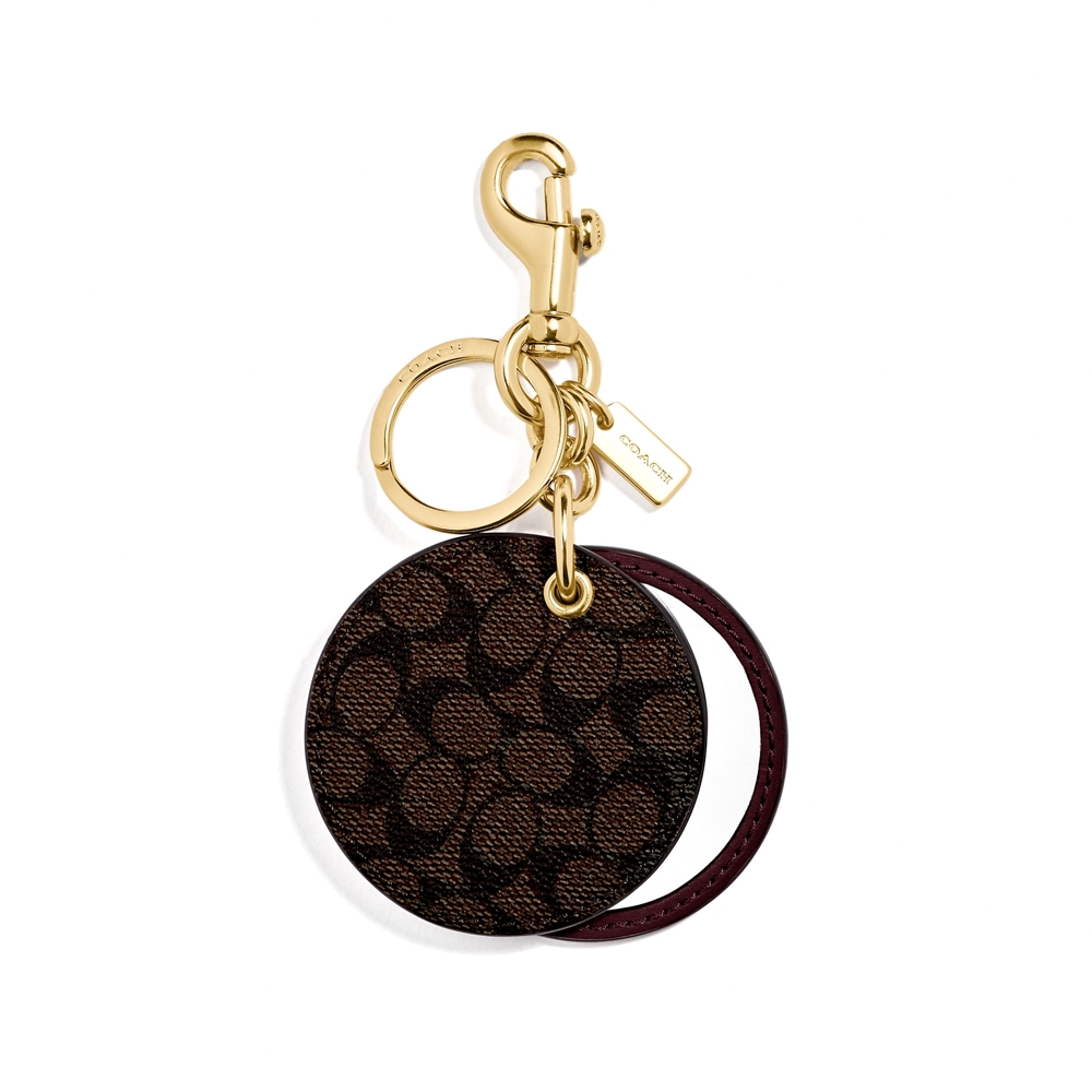 COACH F77961 MIRROR BAG CHARM IN SIGNATURE CANVAS (GDLI0) [F77961GDLI0]