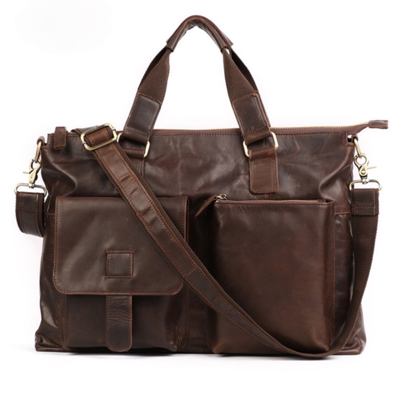 For You Leather LB21 กระเป๋าถือ สะพายไหล่ ผู้ชาย หนังแท้ กระเป๋าใส่เอกสาร โน๊ตบุ๊ค ใบใหญ่ LB21