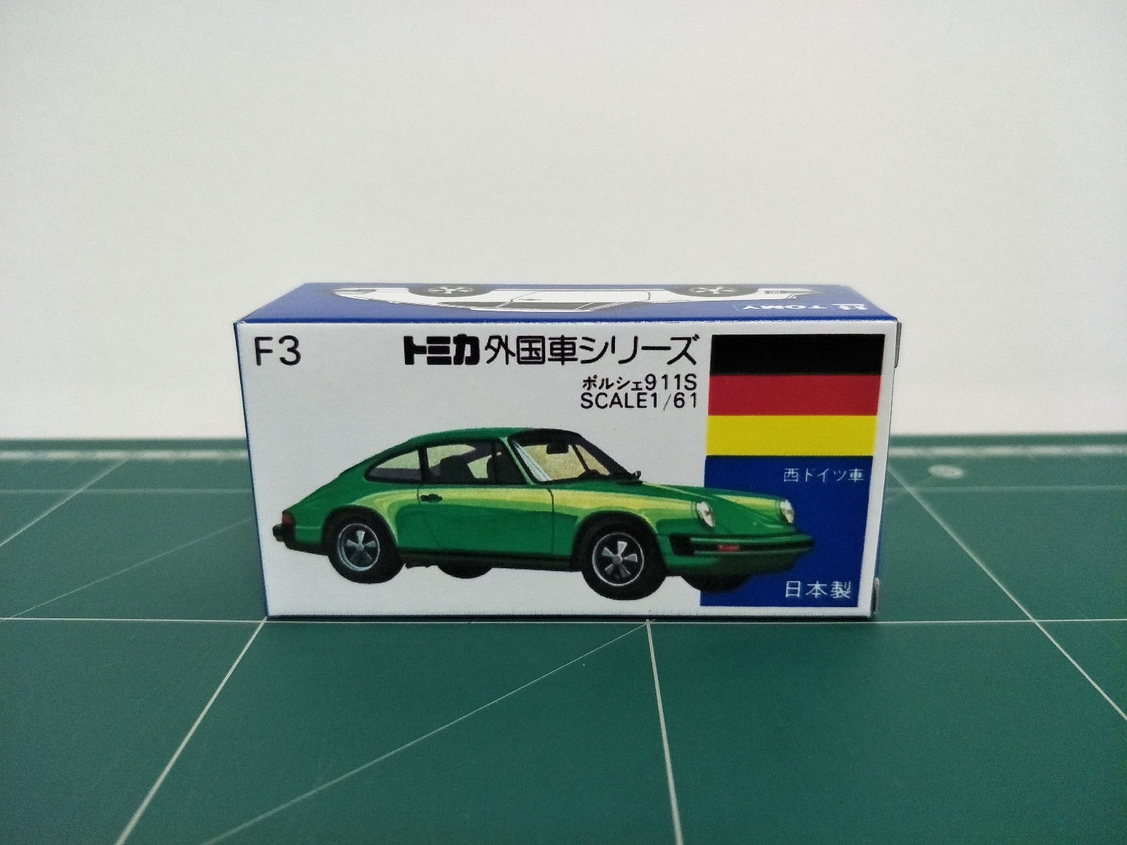 กล่องพิมพ์ Reproduction Box สำหรับ Tomica Blue Box No.F3 Porsche 911S (กล่องเปล่า, ไม่มีรถ)