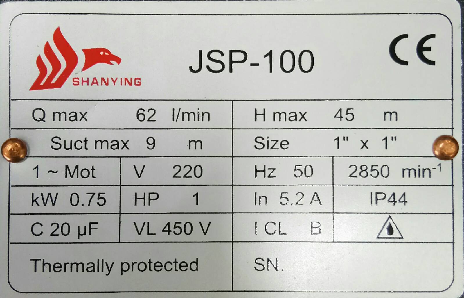 ปั๊ม 1 แรง หัวสแตนเลส