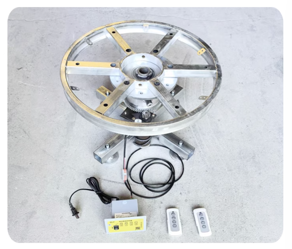 Turntable โครงเหล็ก ฐานหมุน แท่นหมุนโชว์สินค้า ขนาดใหญ่ 80-100 ซม สีเงิน รับน้ำหนัก 500 kg Electric Display Stand OT0033
