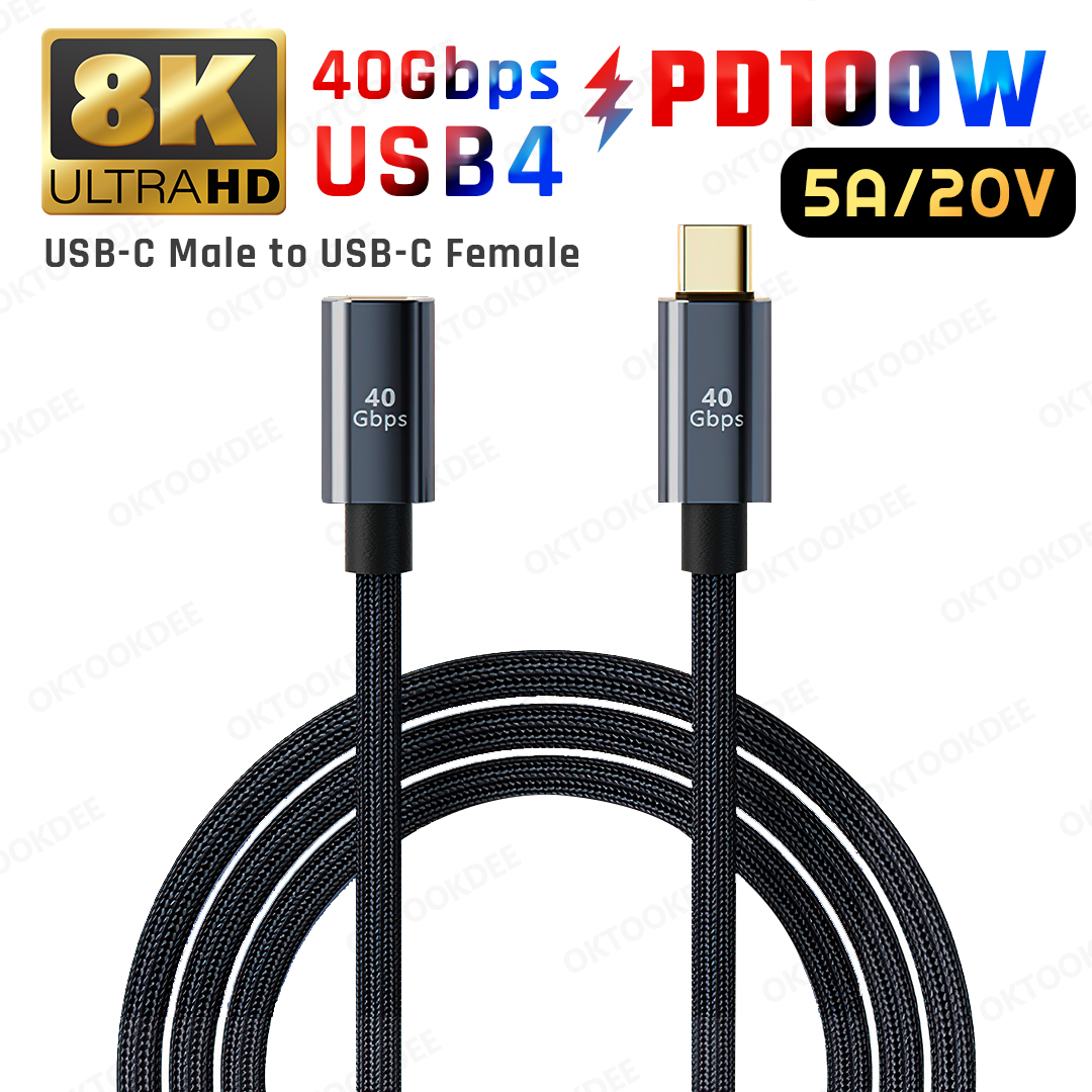 สาย USB-C PD100W USB 4 40Gbps 8K@60Hz (USB-C Male to USB-C Female) U008