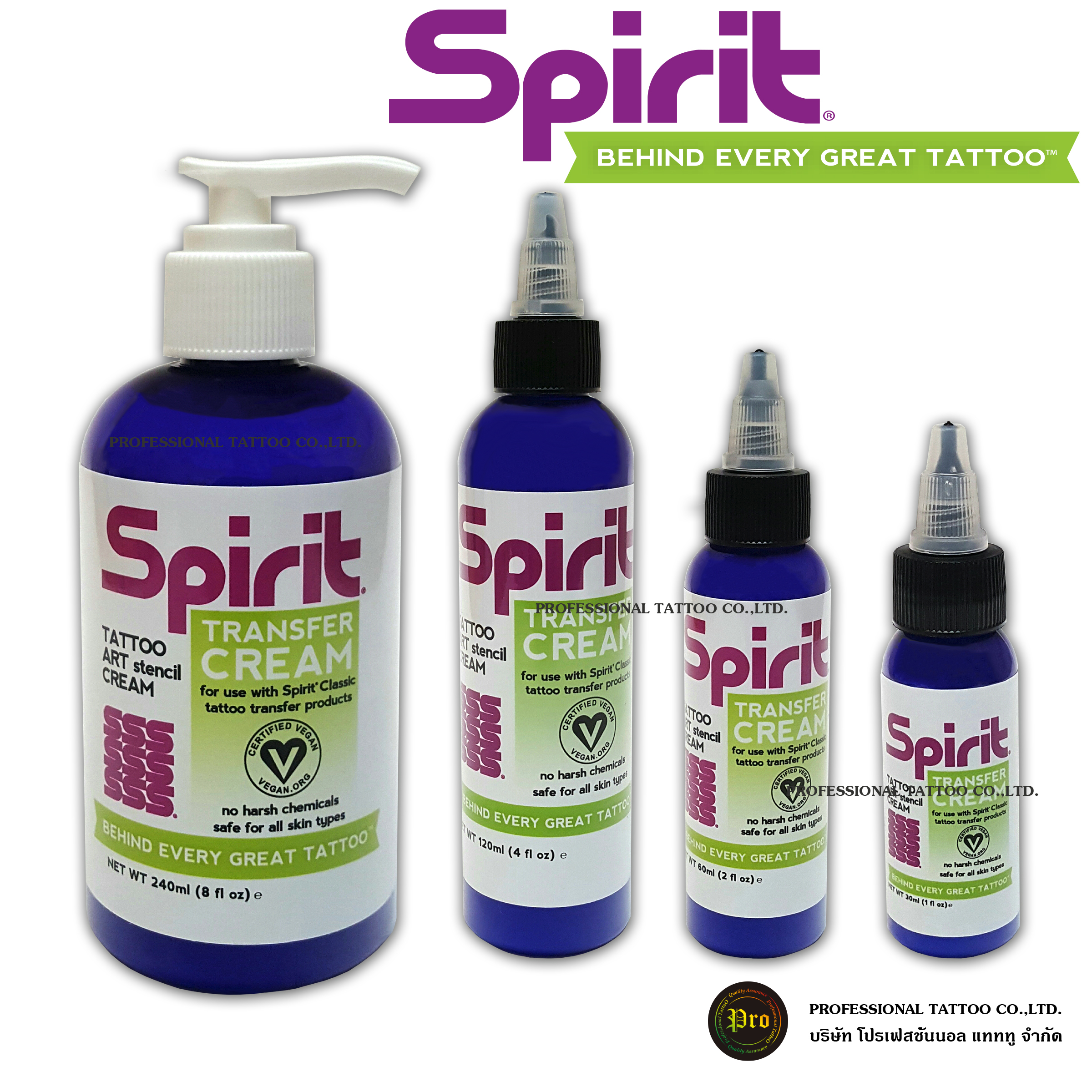 Spirit Spirit Tattoo Art Stencil Cream 1, 2, 4, 8 ออนซ์