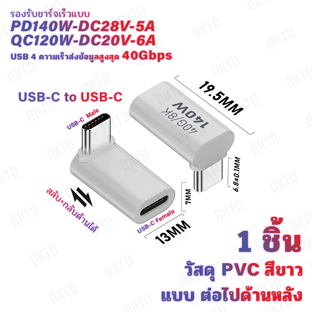 อะแดปเตอร์ USB-C PD3.1 140W 28V 5A USB4 40Gbps