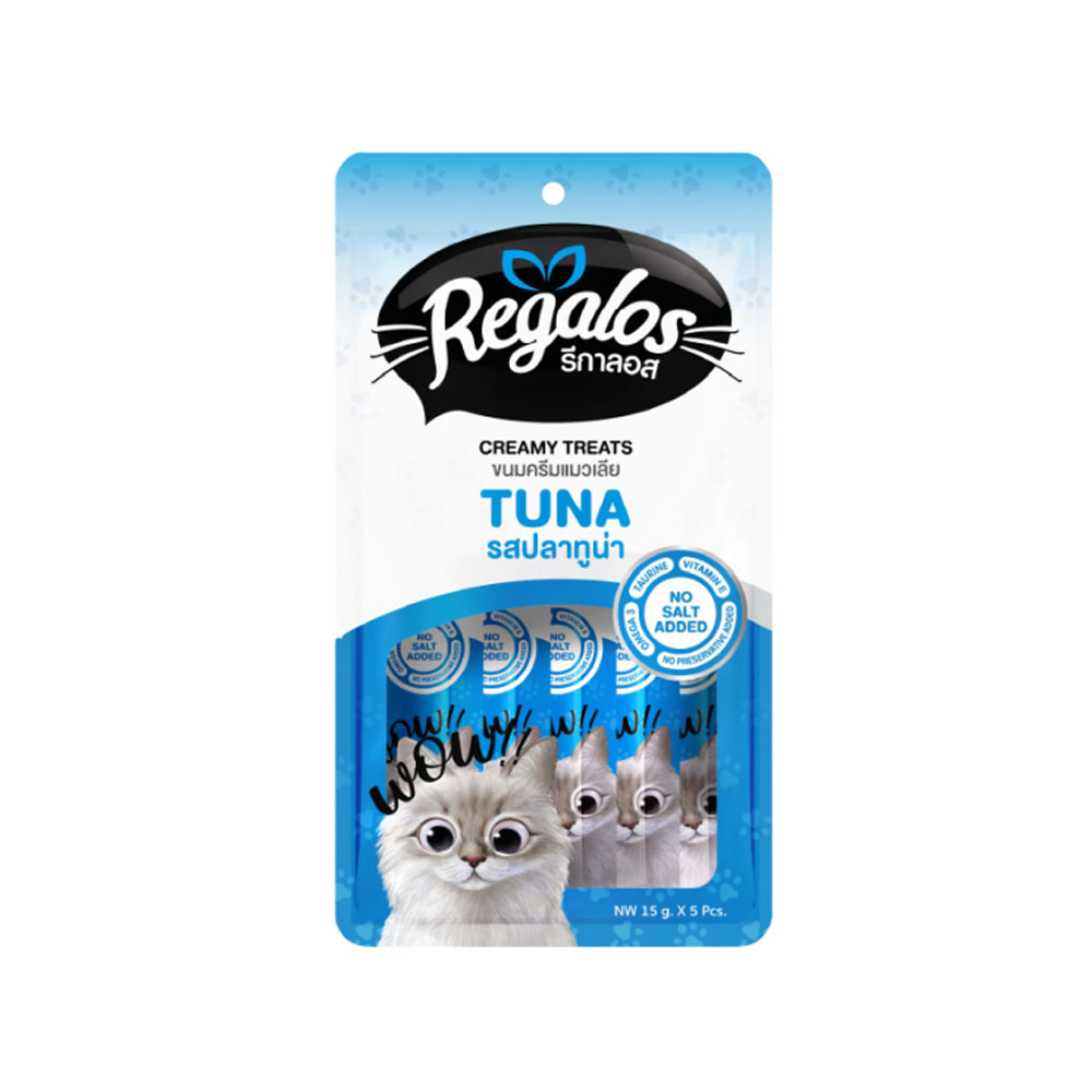 Nautilus Regalos แมวเลีย รสปลาทูน่า 15 กรัม แพค 5 ชิ้น (น้ำเงิน)