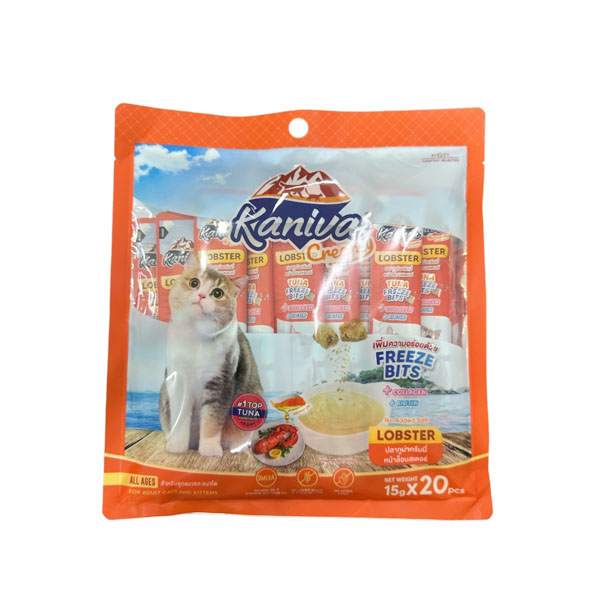 Kaniva Creamy แมวเลียรสปลาทูน่าครีมมี่หน้าล๊อบเตอร์ 15g แพค 20 ซอง