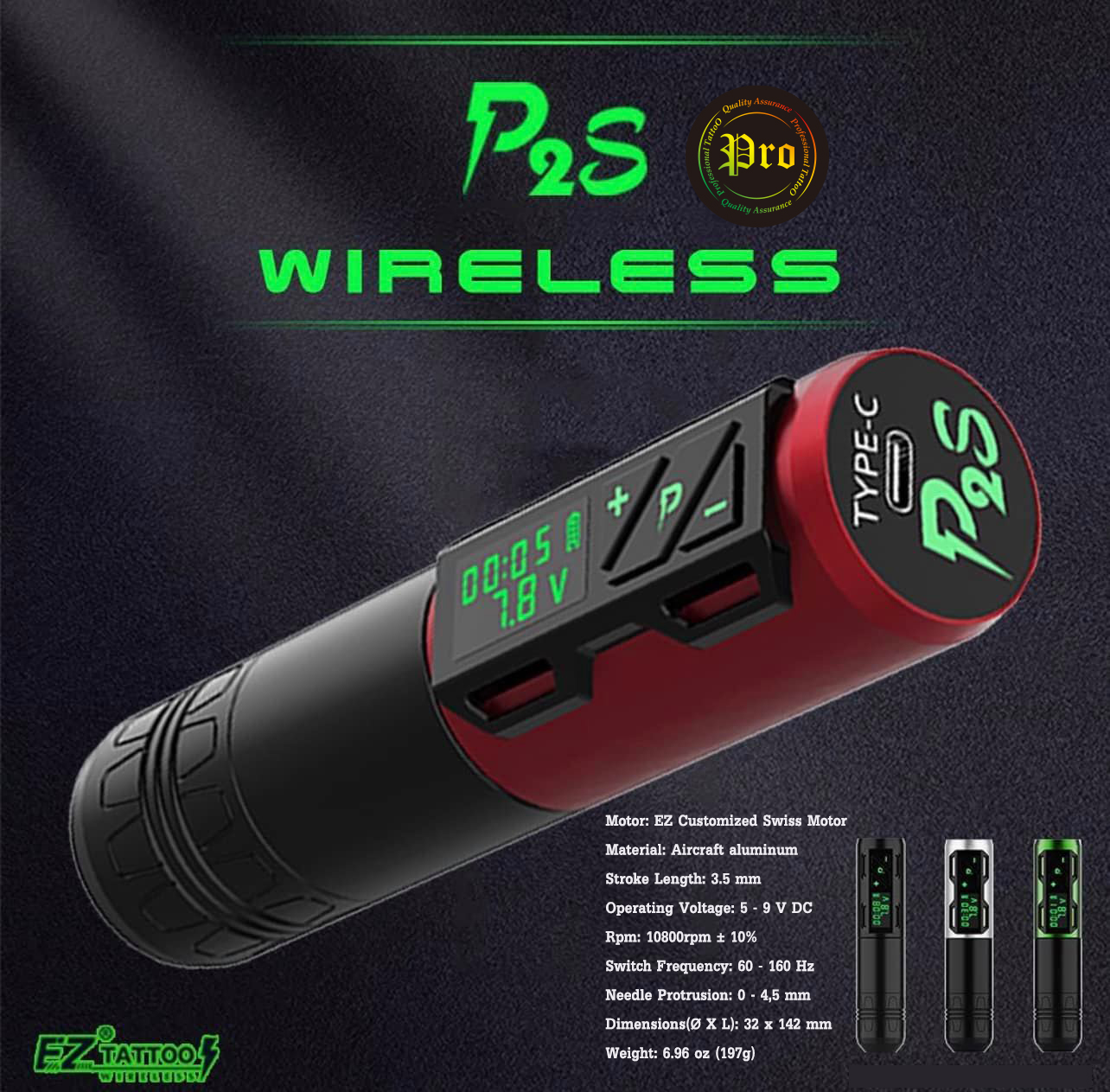 EZ Portex Generation 2S (P2S) Wireless EZ Portex Generation 2S (P2S) Wireless Battery Tattoo Pen Machine