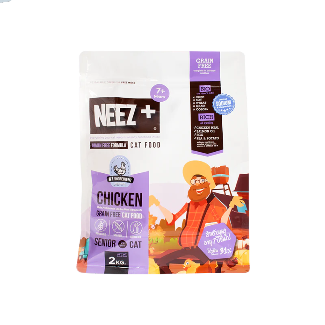 NEEZ+ Grain Free แมวแก่ 7+ ทุกสายพันธุ์ รสไก่ 2 Kg