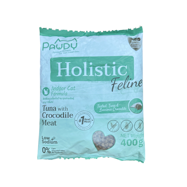 Pawdy Holistic Cat ทูน่ากับเนื้อจรเข้ 400 กรัม (แบบแบ่งขาย)