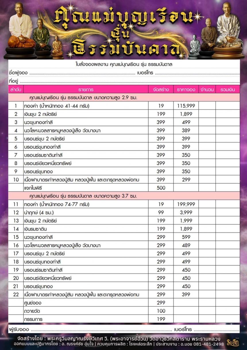 ปิดจอง คุณแม่บุญเรือน รุ่นธรรมบันดาล รอกำหนดปลุกเสก ปลายปี66 ต.ค-พ.ย66