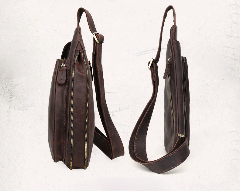 For You Leather LB48 กระเป๋าคาดอก กระเป๋าสะพายพาดลำตัว กระเป๋าผู้ชายหนังแท้ ทรงน้ำเต้า LB48