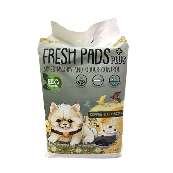 Fresh Pads แผ่นรองฉี่กาแฟผสมชาโคล 45x60 cm. 50 ชิ้น