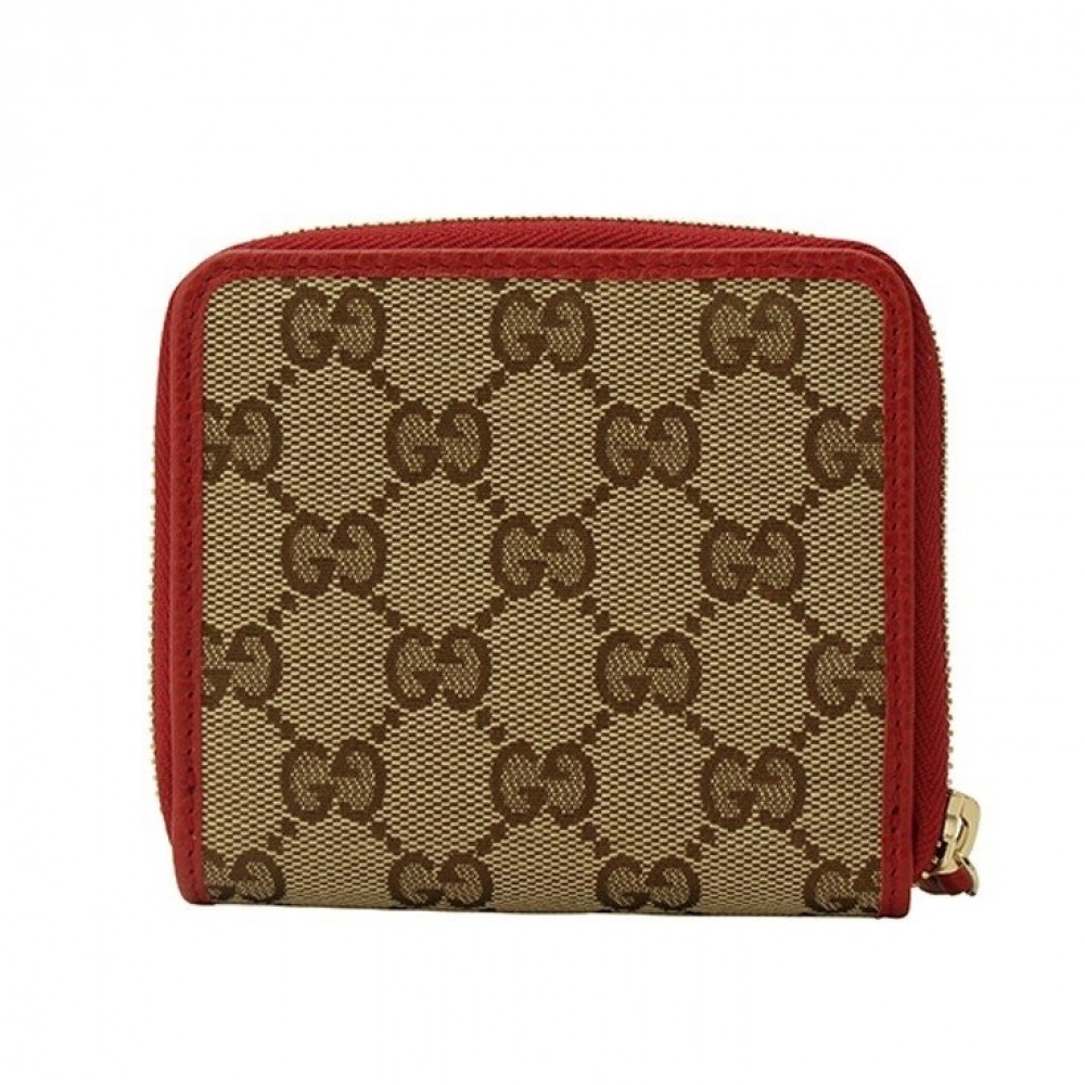 กระเป๋าสตางค์ GUCCI ORIGINAL GG ZIP AROUND SHORT WALLET (BEIGE/RED) [346056KY9LG8606-MB]