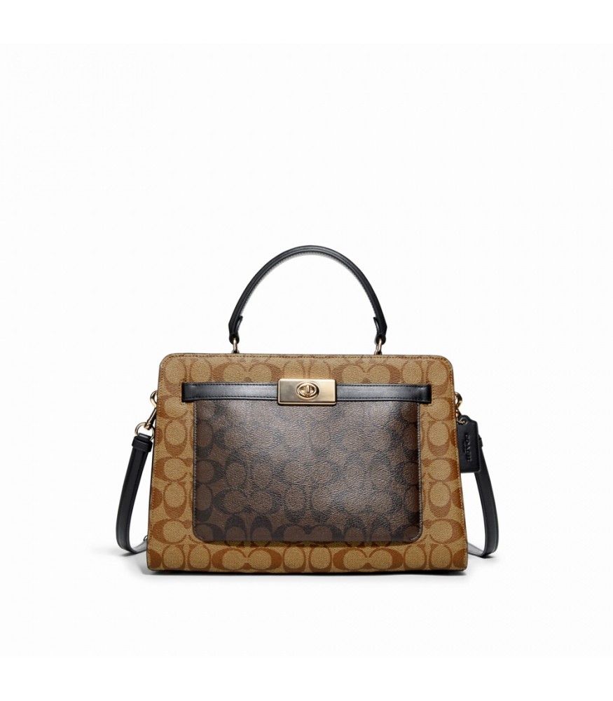 กระเป๋าสะพาย COACH C8596 LANE CARRYALL IN BLOCKED SIGNATURE CANVAS (IMNOX)[C8596IMNOX]