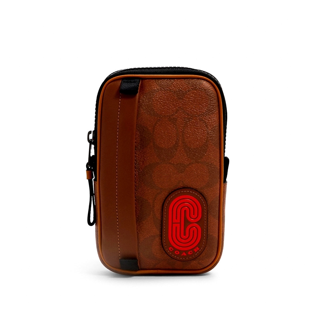 COACH 1263 NORTH/SOUTH HYBRID POUCH IN SIGNATURE CANVAS WITH COACH PATCH (QBRAB) [1263QBRAB]
