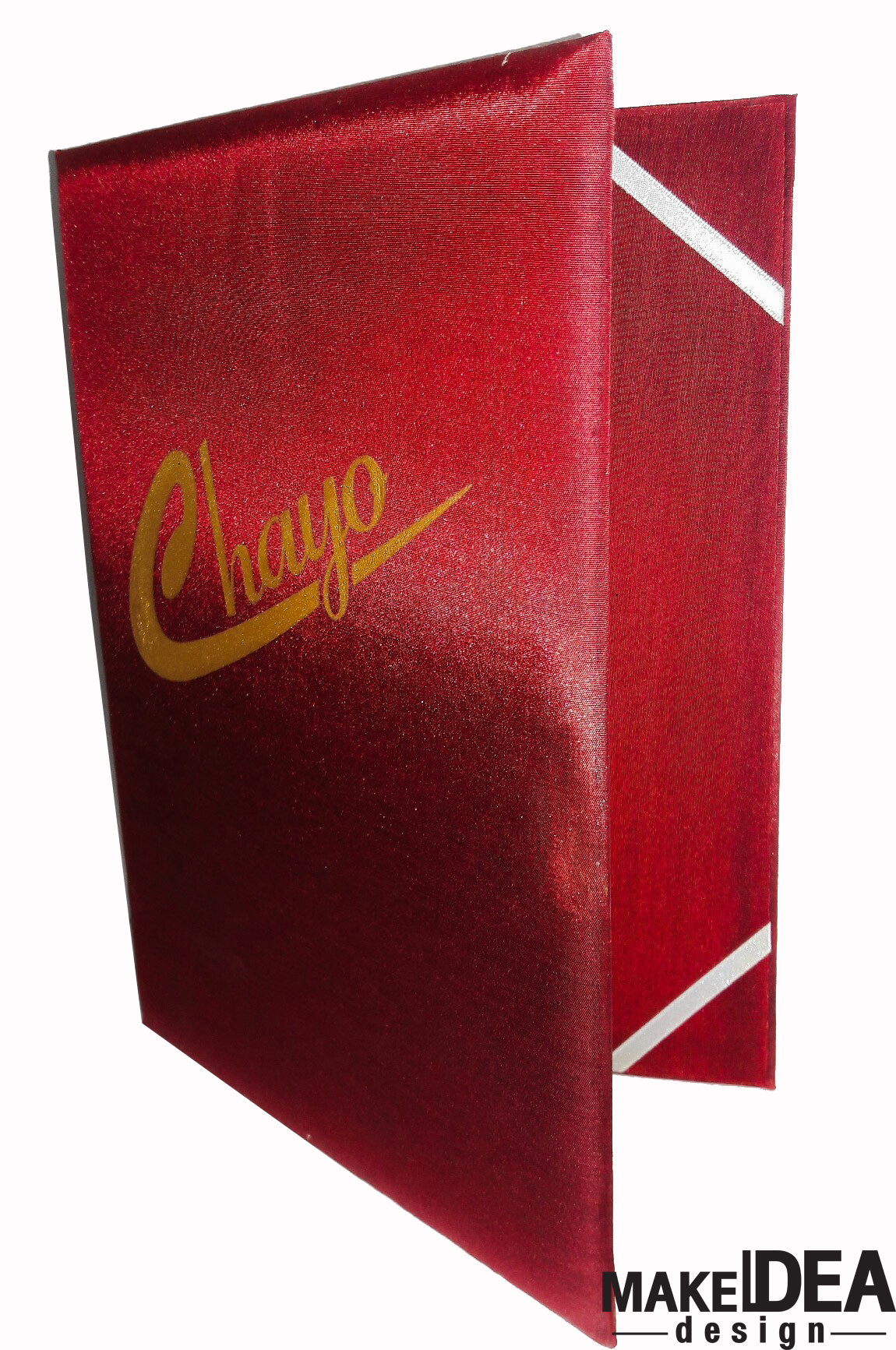 ปกผ้าไหมใส่ใบประกาศ ขนาด A4 แบบแนวตั้ง (ผ้าไหมเทียม สีแดง )