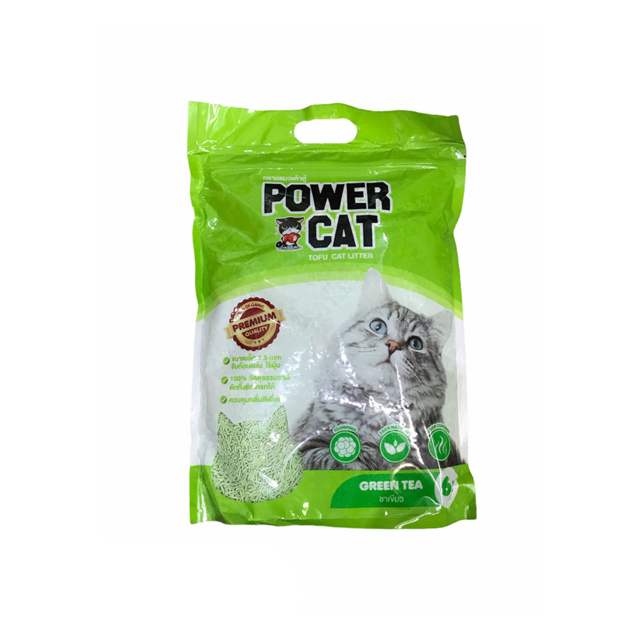 Power Cat ทรายแมวเต้าหู้กลิ่น Green Tea 6 ลิตร
