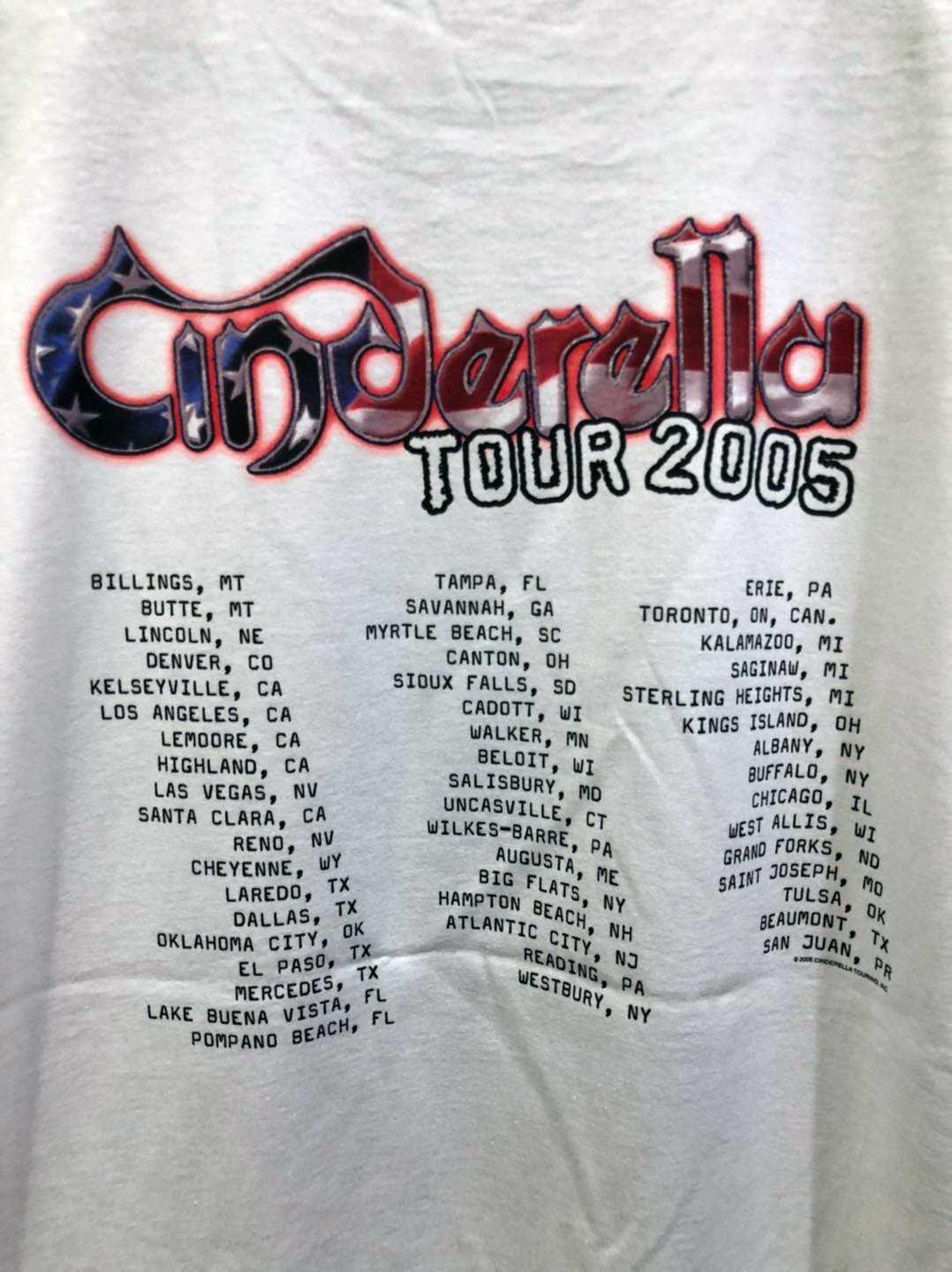 เสื้อวง Cinderella Usa Tour ปี 2005 Size L สินค้าลิขสิทธิ์แท้ 100%