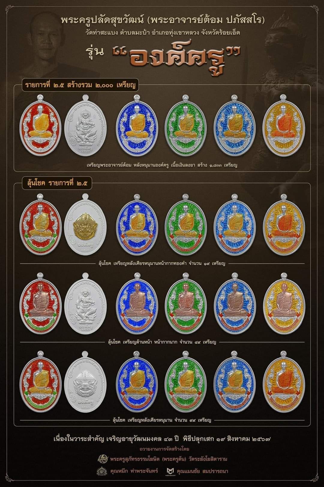 เหรียญหนุมานองค์ครู พระอาจารย์ต้อม วัดท่าสะแบง (ราคาบวก พร้อมส่ง)