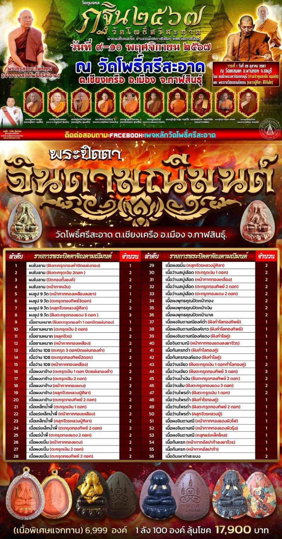 พระผงปิดตาจินดามณีมนต์ หลวงปู่มหาศิลา วัดโพธิ์ศรีสะอาด (พร้อมส่ง)