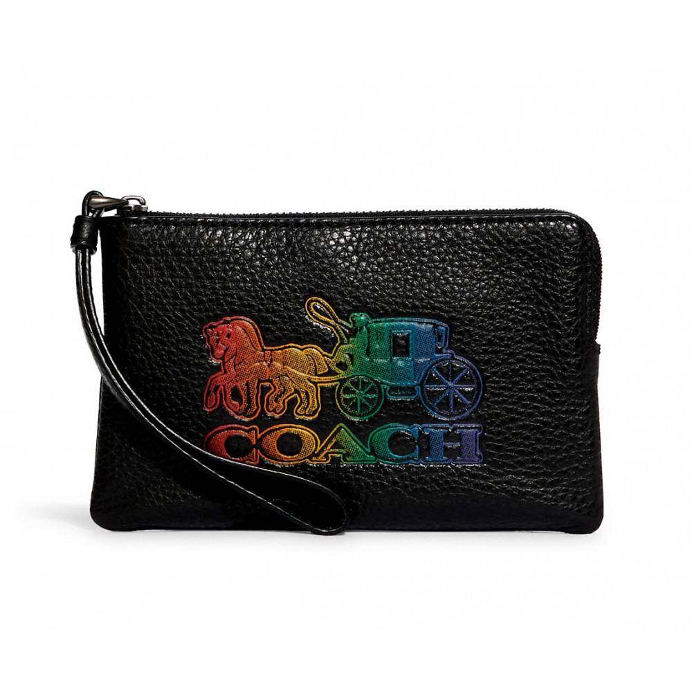 กระเป๋าคล้องมือ COACH C7419 CORNER ZIP WRISTLET WITH HORSE AND CARRIAGE (QBM2) [C7419QBM2-MA]