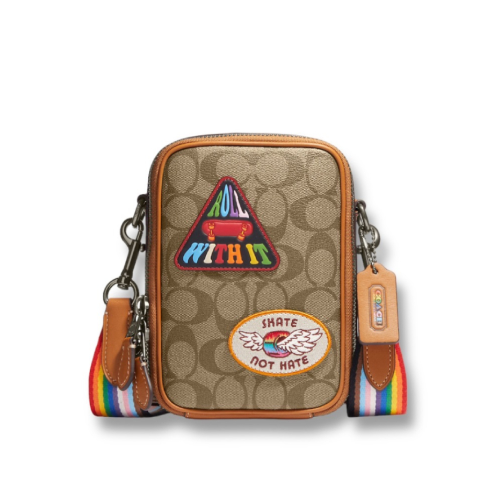 กระเป๋าสะพายข้าง COACH CJ671 STANTON CROSSBODY IN SIGNATURE CANVAS WITH PATCHES (QBE7V) [CJ671QBE7V]