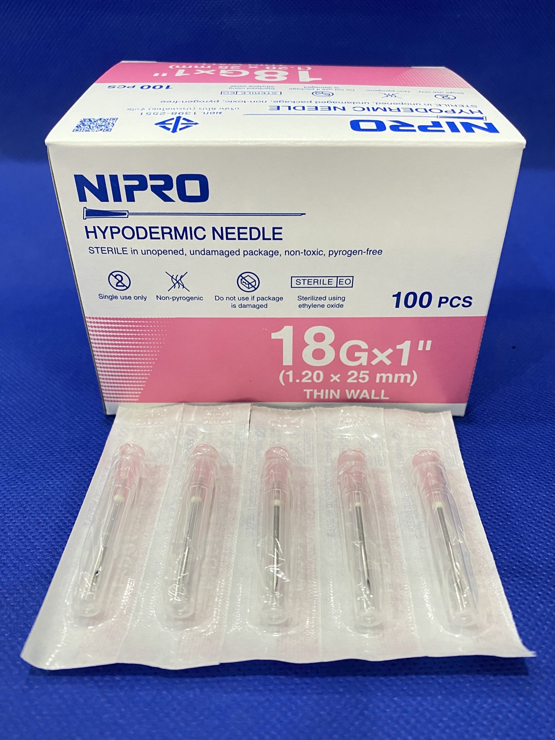 เข็มฉีดยา เบอร์ 18Gx1" (1.20 x 25 mm) Nipro (100อัน/กล่อง)