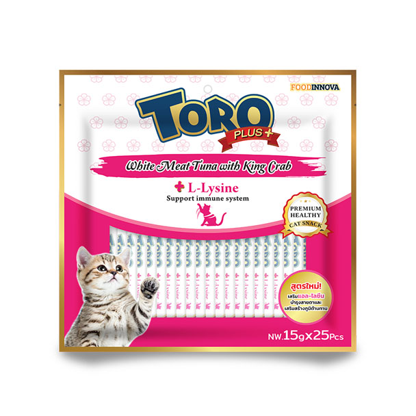 Toro+ แมวเลีย-ปลาทูน่าเนื้อขาวกับปูยักษ์ 25 ซอง