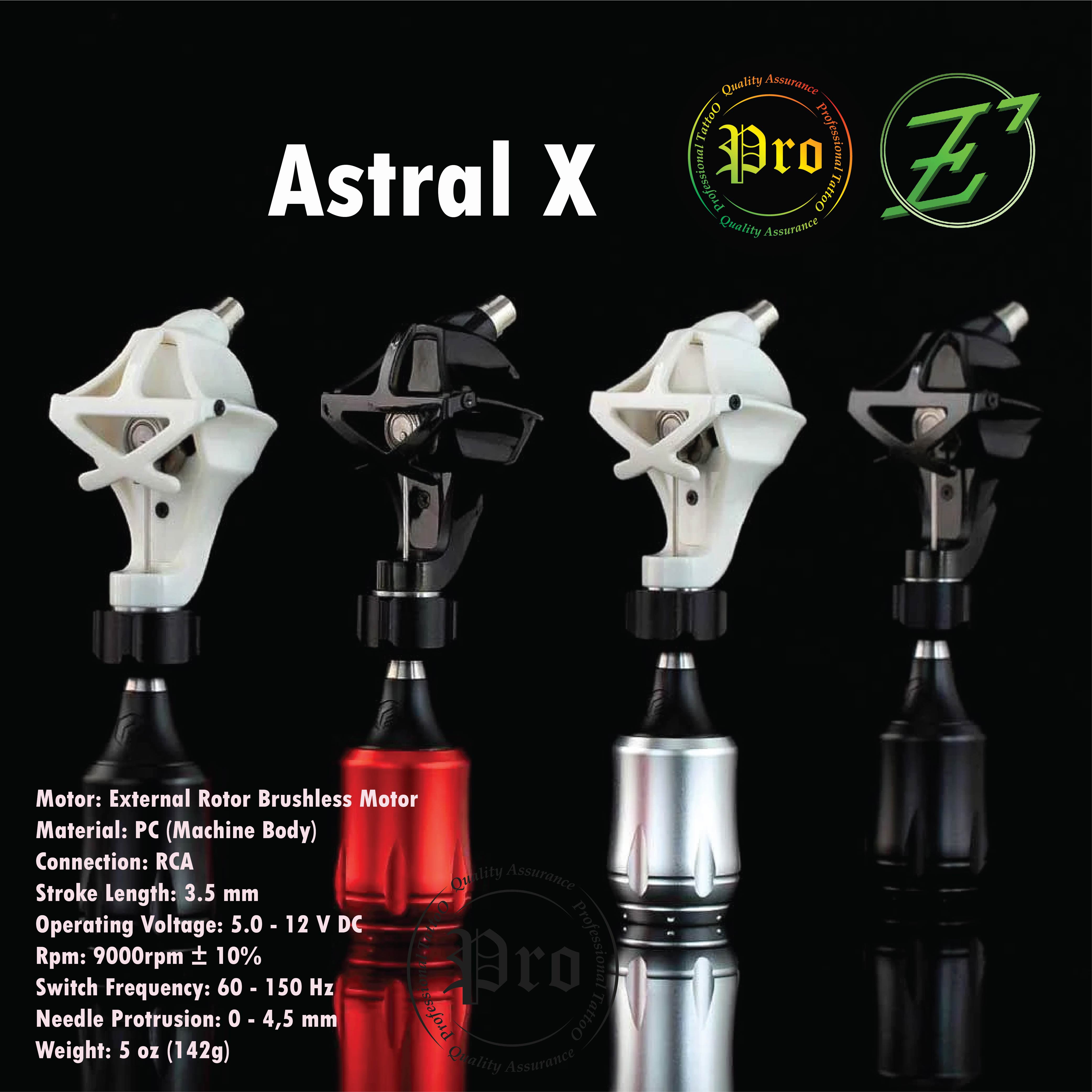 EZ Astral X Tattoo Machine พร้อมกระบอกจับ ASTRALX-White