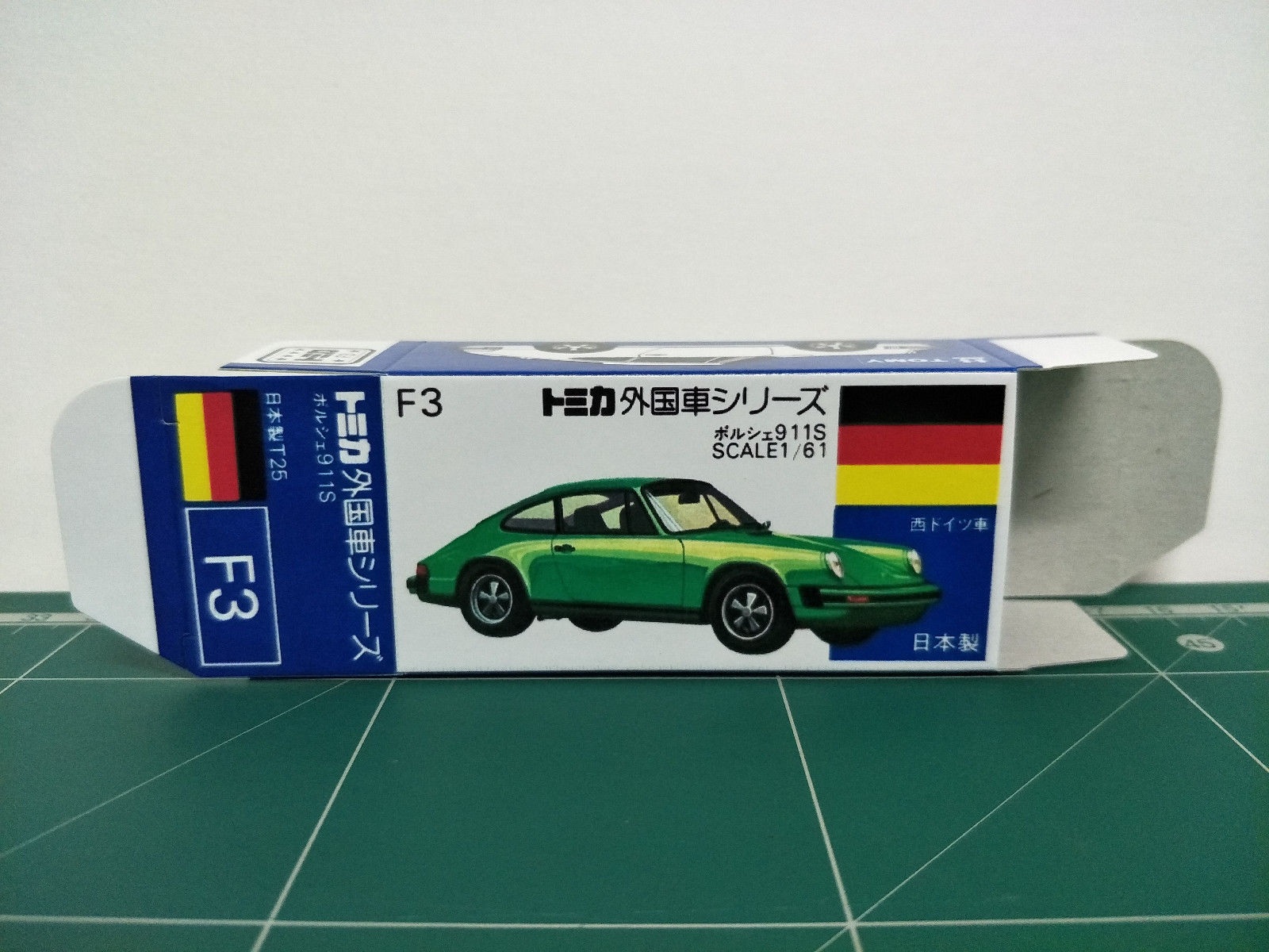 กล่องพิมพ์ Reproduction Box สำหรับ Tomica Blue Box No.F3 Porsche 911S (กล่องเปล่า, ไม่มีรถ)