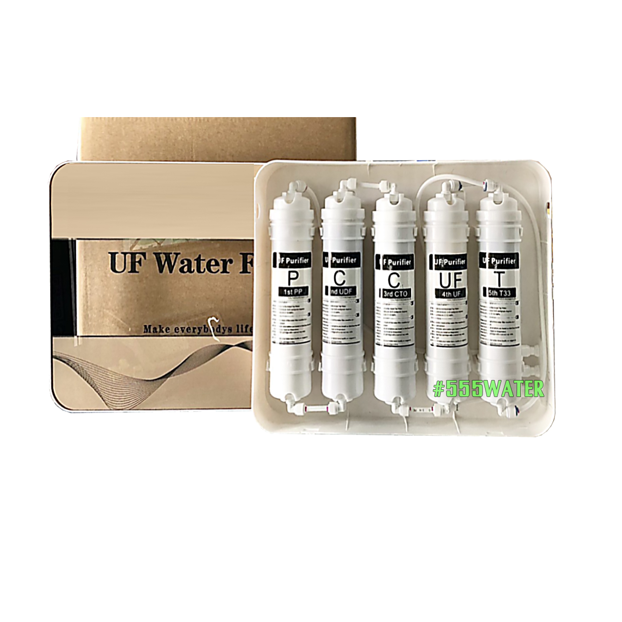 เครื่องกรองน้ำดื่ม UF 5 ขั้นตอน INLINE แบบกล่อง สำหรับติดตั้งบนอ่างล้างจาน ใต้ซิงค์ หรือติดผนัง ต่อกับประปาได้ มีอุปกรณ์ ติดตั้งครบชุด ไม่ต้องซื้อแยก