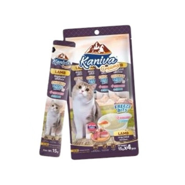 Kaniva Creamy แมวเลียรสปลาทูน่าครีมมี่หน้าเนื้อแกะ 15g แพค 4 ซอง