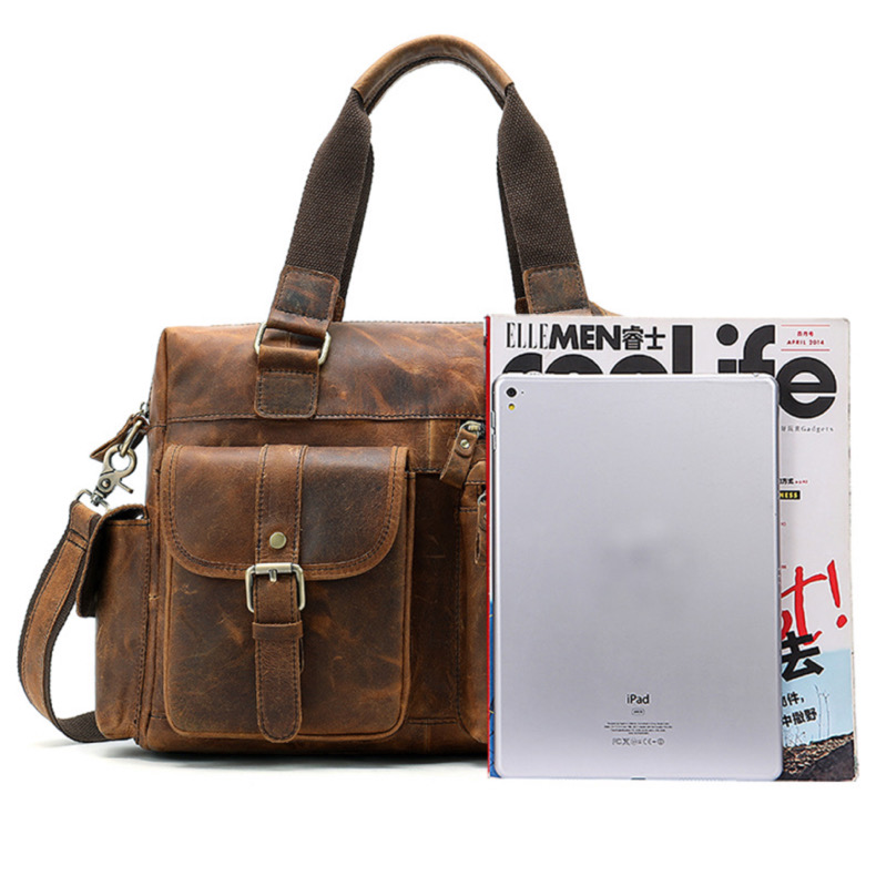 For You Leather LB55 กระเป๋าถือผู้ชาย กระเป๋าใส่เอกสาร แล็ปท็อป กระเป๋าท่องเที่ยว หนังแท้พรีเมียม พร้อมสายสะพายหนัง (น้ำตาล) LB55