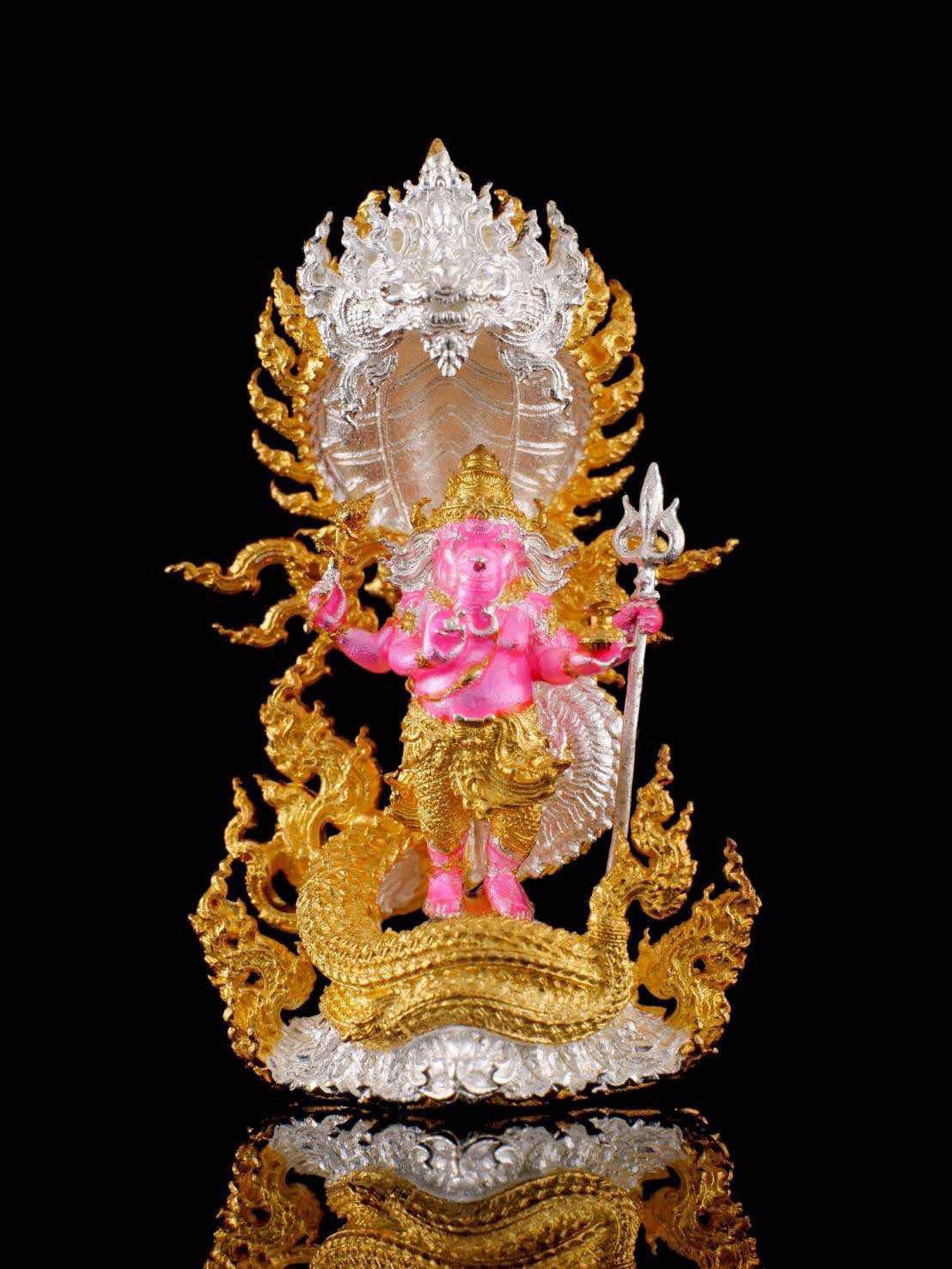 พระพิฆเนศ ประทับ จันทรคุปต์นาคราช (นาคราชประจำตัวพระคเณศ)รุ่น นาคาบัลลังก์ ราชันย์คณปติ พร้อมส่ง